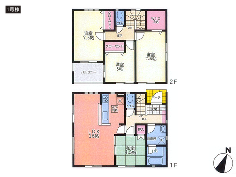 岡山県赤磐市桜が丘東の新築 一戸建て分譲住宅の間取り図