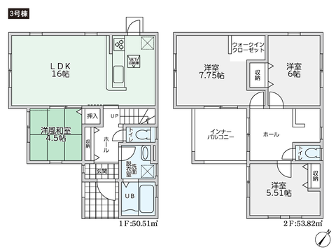 住所の新築 一戸建て分譲住宅の間取り図