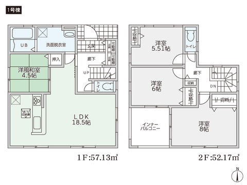 岡山県倉敷市堀南の新築 一戸建て分譲住宅の間取り図