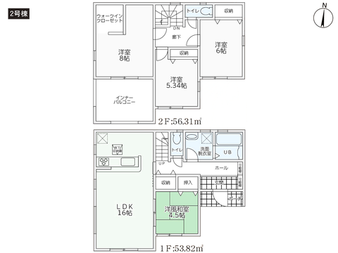 岡山市中区乙多見の新築 一戸建て分譲住宅の間取り図