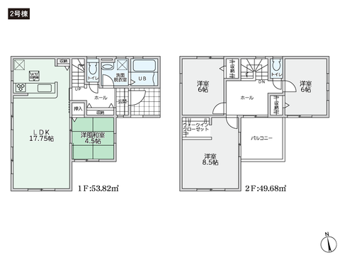 岡山県倉敷市酒津の新築 一戸建て分譲住宅の間取り図