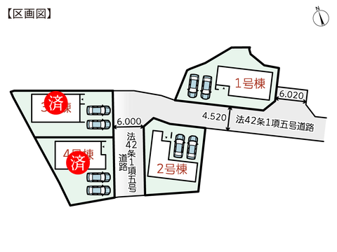 総社市西郡の新築 一戸建て分譲住宅の区画図