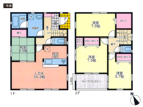 岡山県倉敷市児島味野の新築 一戸建て分譲住宅の間取り図