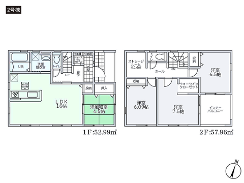 岡山県岡山市南区大福の新築 一戸建て分譲住宅の間取り図