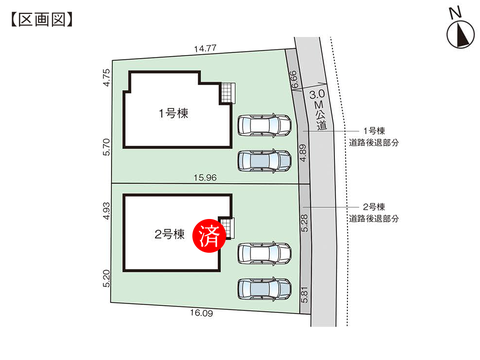 岡山市北区小山の新築 一戸建て分譲住宅の区画図