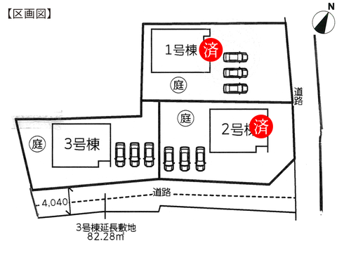 岡山県岡山市南区植松の新築 一戸建て分譲住宅の区画図