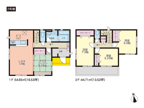 岡山県瀬戸内市邑久町山田庄の新築 一戸建て分譲住宅の間取り図