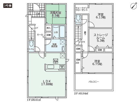 早島町早島の新築 一戸建て分譲住宅の間取り図