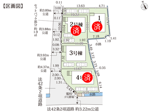 岡山県岡山市北区高松原古才の新築 一戸建て分譲住宅の区画図