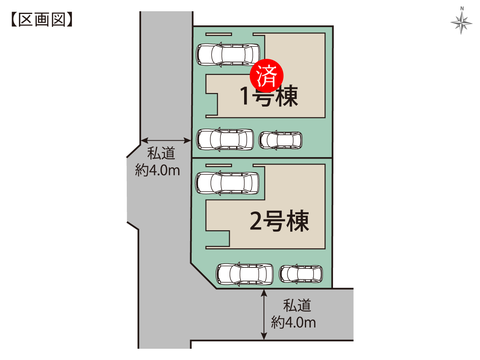 岡山市北区今7丁目の新築 一戸建て分譲住宅の区画図