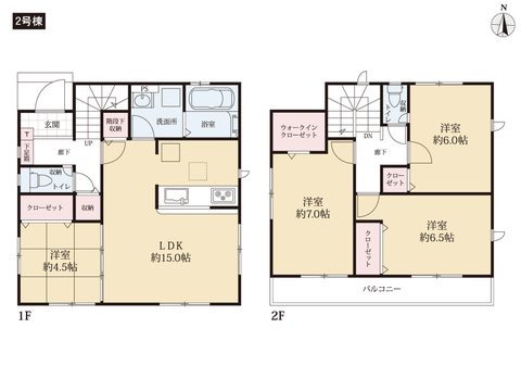 岡山県岡山市中区雄町の新築 一戸建て分譲住宅の間取り図