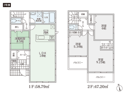 岡山県倉敷市酒津の新築 一戸建て分譲住宅の間取り図