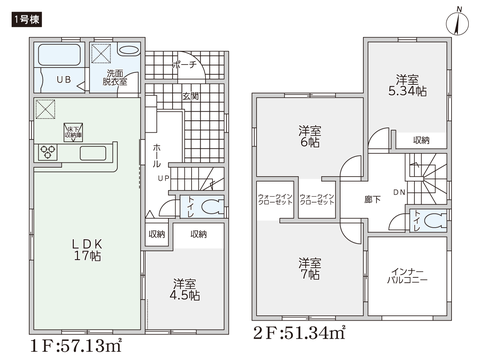 倉敷市連島町鶴新田の新築 一戸建て分譲住宅の間取り図