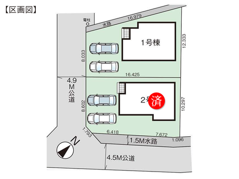 倉敷市西阿知町西原の新築 一戸建て分譲住宅の区画図