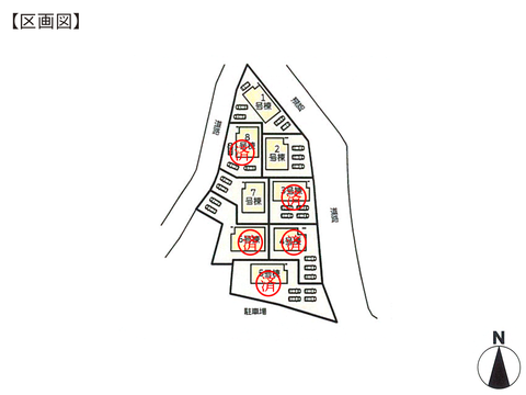 岡山県倉敷市児島阿津の新築 一戸建て分譲住宅の区画図