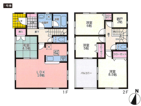 岡山県倉敷市連島中央の新築 一戸建て分譲住宅の間取り図
