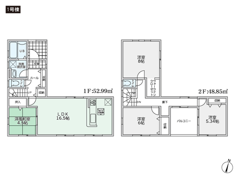 岡山県総社市西郡の新築 一戸建て分譲住宅の間取り図