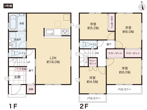 住所の新築 一戸建て分譲住宅の間取り図