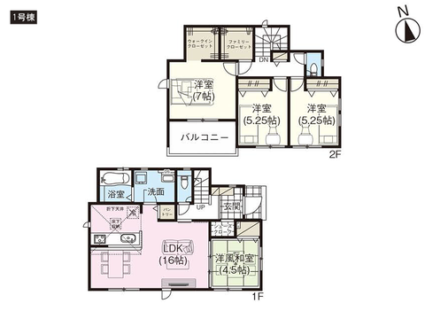 岡山市北区小山の新築 一戸建て分譲住宅の間取り図