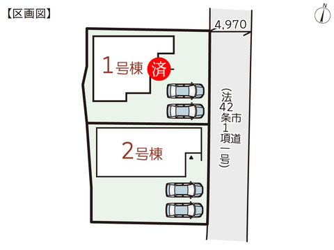 総社市清音軽部所の新築 一戸建て分譲住宅の区画図