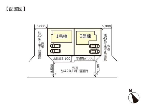 岡山県岡山市南区宗津の新築 一戸建て分譲住宅の区画図