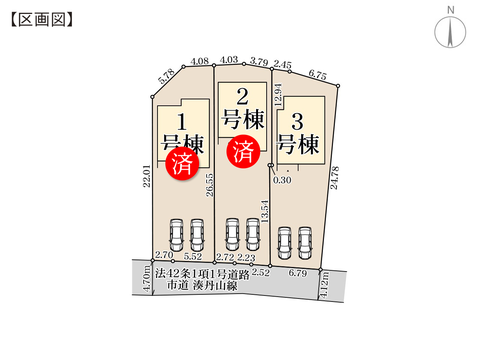 岡山市中区円山の新築 一戸建て分譲住宅の区画図