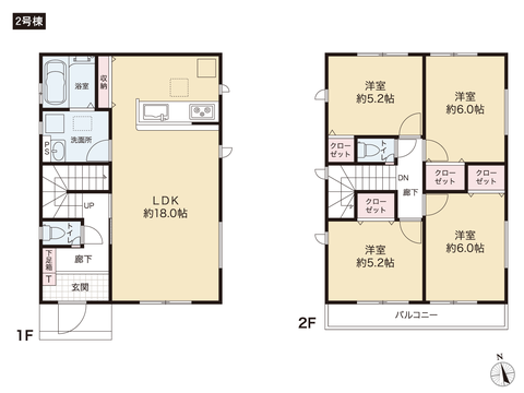 岡山県岡山市東区益野町の新築 一戸建て分譲住宅の間取り図