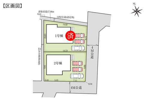 岡山市東区金岡東町の新築 一戸建て分譲住宅の区画図