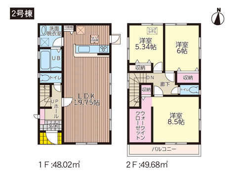 岡山市中区高屋の新築 一戸建て分譲住宅の間取り図