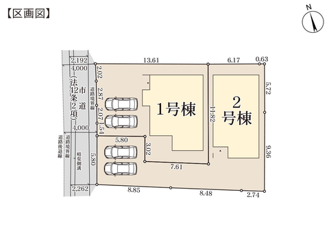 倉敷市大内の新築 一戸建て分譲住宅の区画図