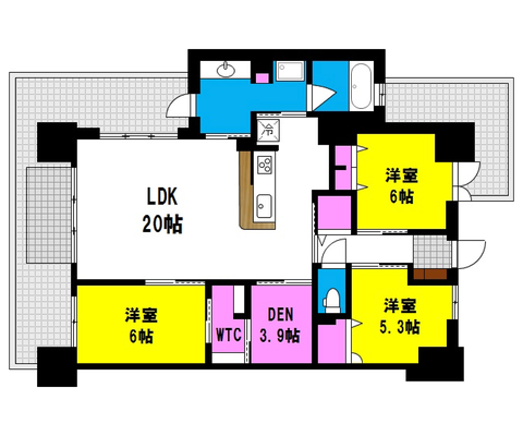 （所在地物件名）の賃貸物件 間取り図