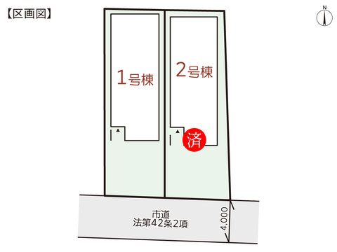 岡山市東区西大寺上の新築 一戸建て分譲住宅の区画図