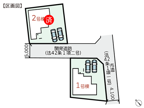 岡山県倉敷市連島町鶴新田の新築 一戸建て分譲住宅の区画図