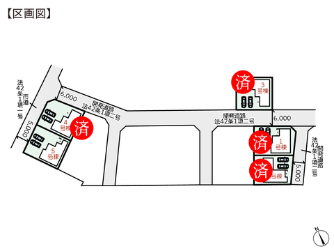 岡山県倉敷市福田町古新田の新築 一戸建て分譲住宅の区画図