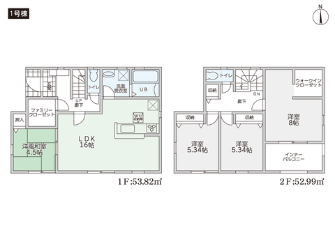 岡山市北区白石の新築 一戸建て分譲住宅の間取り図