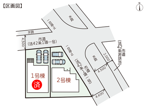 倉敷市大島の新築 一戸建て分譲住宅の区画図