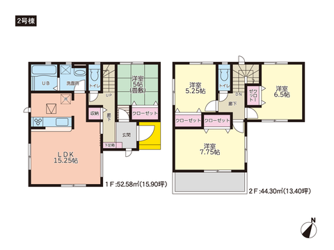 岡山県岡山市中区平井の新築 一戸建て分譲住宅の間取り図