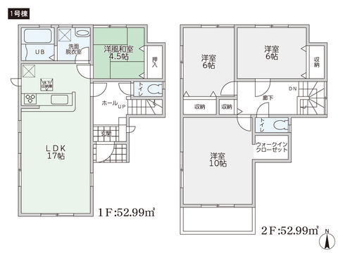 岡山県倉敷市東塚3丁目の新築 一戸建て分譲住宅の間取り図