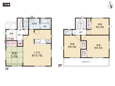 瀬戸内市邑久町北島の新築 一戸建て分譲住宅の間取り図