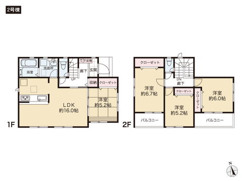 岡山県岡山市南区築港新町の新築 一戸建て分譲住宅の間取り図