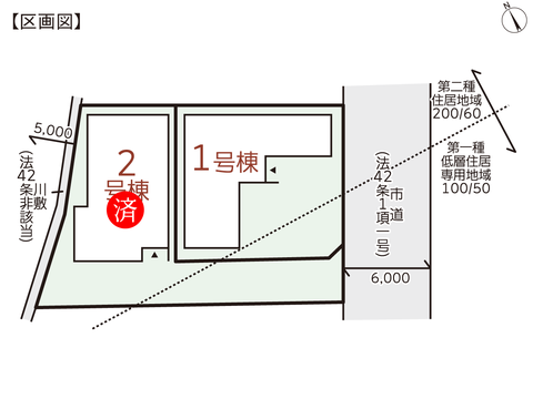 岡山市東区松新町の新築 一戸建て分譲住宅の区画図