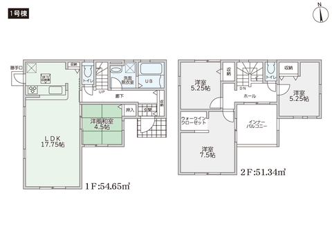 倉敷市中庄の新築 一戸建て分譲住宅の間取り図