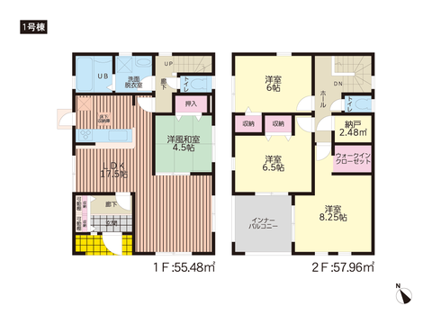 岡山県瀬戸内市長船町福岡の新築 一戸建て分譲住宅の間取り図