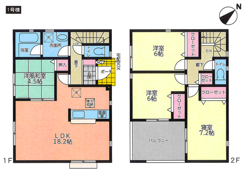 倉敷市林の新築 一戸建て分譲住宅の間取り図