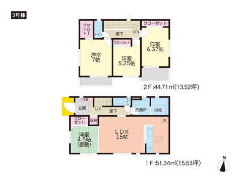 岡山県岡山市中区山崎の新築 一戸建て分譲住宅の間取り図