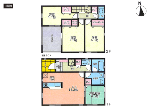 岡山市東区西大寺浜の新築 一戸建て分譲住宅の間取り図