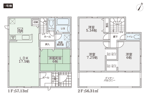 岡山市北区小山の新築 一戸建て分譲住宅の間取り図