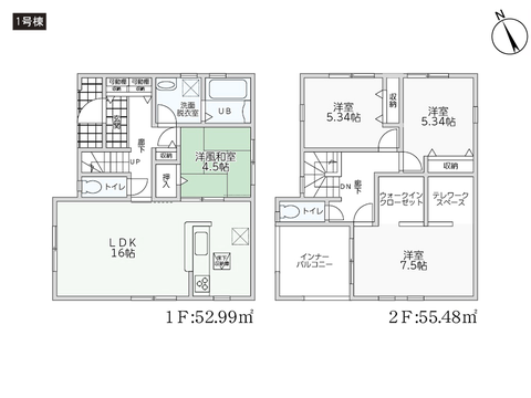 倉敷市玉島上成の新築 一戸建て分譲住宅の間取り図