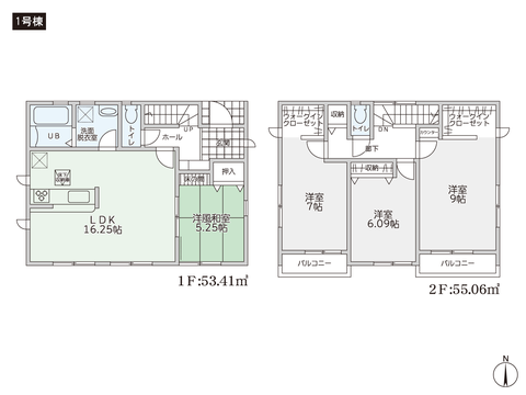 岡山県岡山市中区中井の新築 一戸建て分譲住宅の間取り図