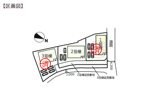 岡山県岡山市東区楢原の新築 一戸建て分譲住宅の区画図